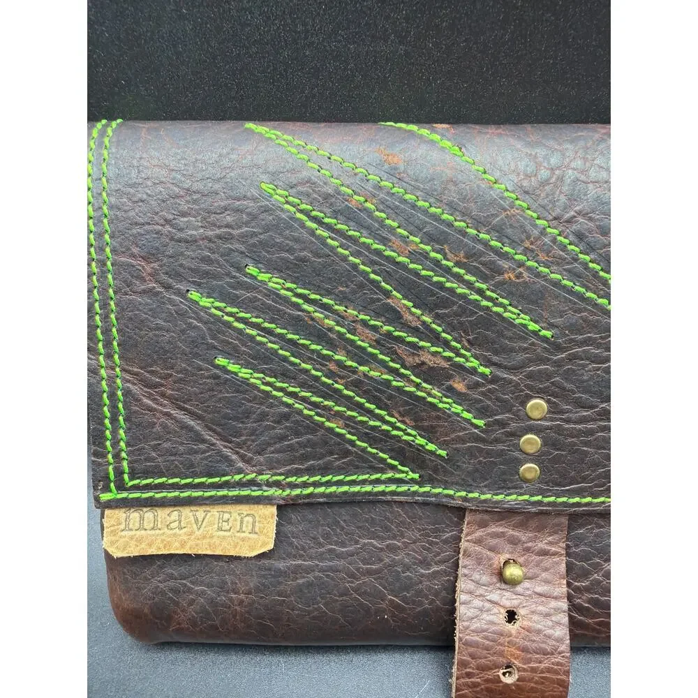 Maven Artisan Leather+Design Handmade Brown Crossbody Messenger Satchel Bag USA
